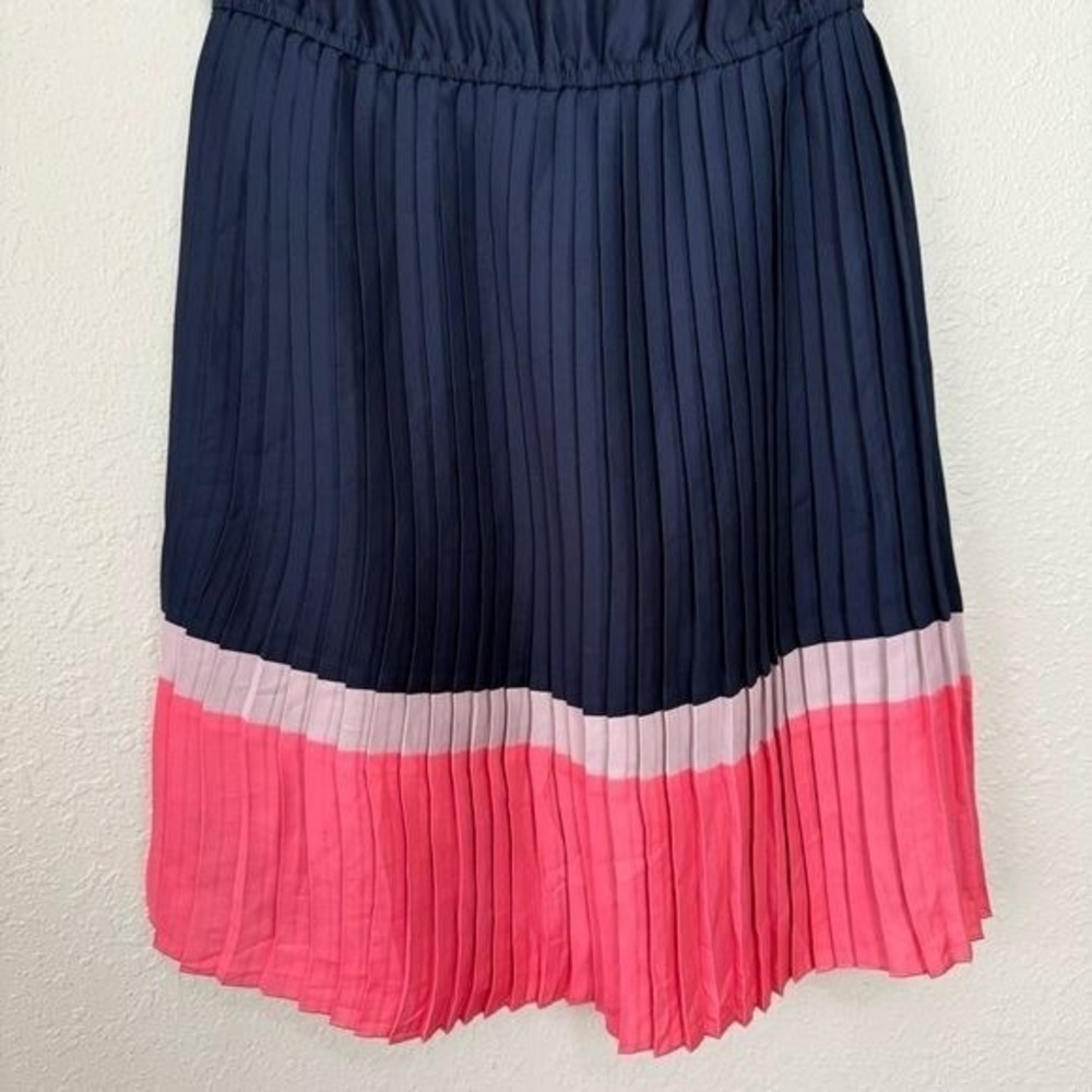American Eagle pink purple colorblock pleated cap sleeve dress S - Picture 4 of 10